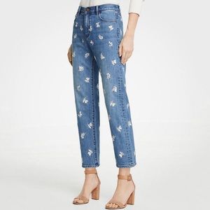 Ann Taylor Flower Embroidered Ankle Jeans